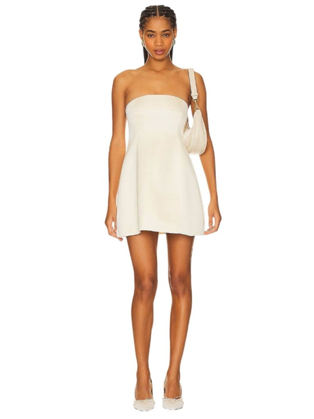WeWoreWhat Strapless Peplum Mini Dress in Ecru 2 New Womens Strapless